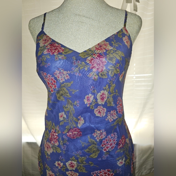 David Warren New York silk purple floral dress w. Semi sheer Cardigan - Picture 3 of 10